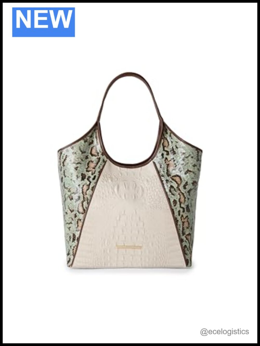 Leather Hobo Shoulder Bag with Key Clip Closure and Flat Straps